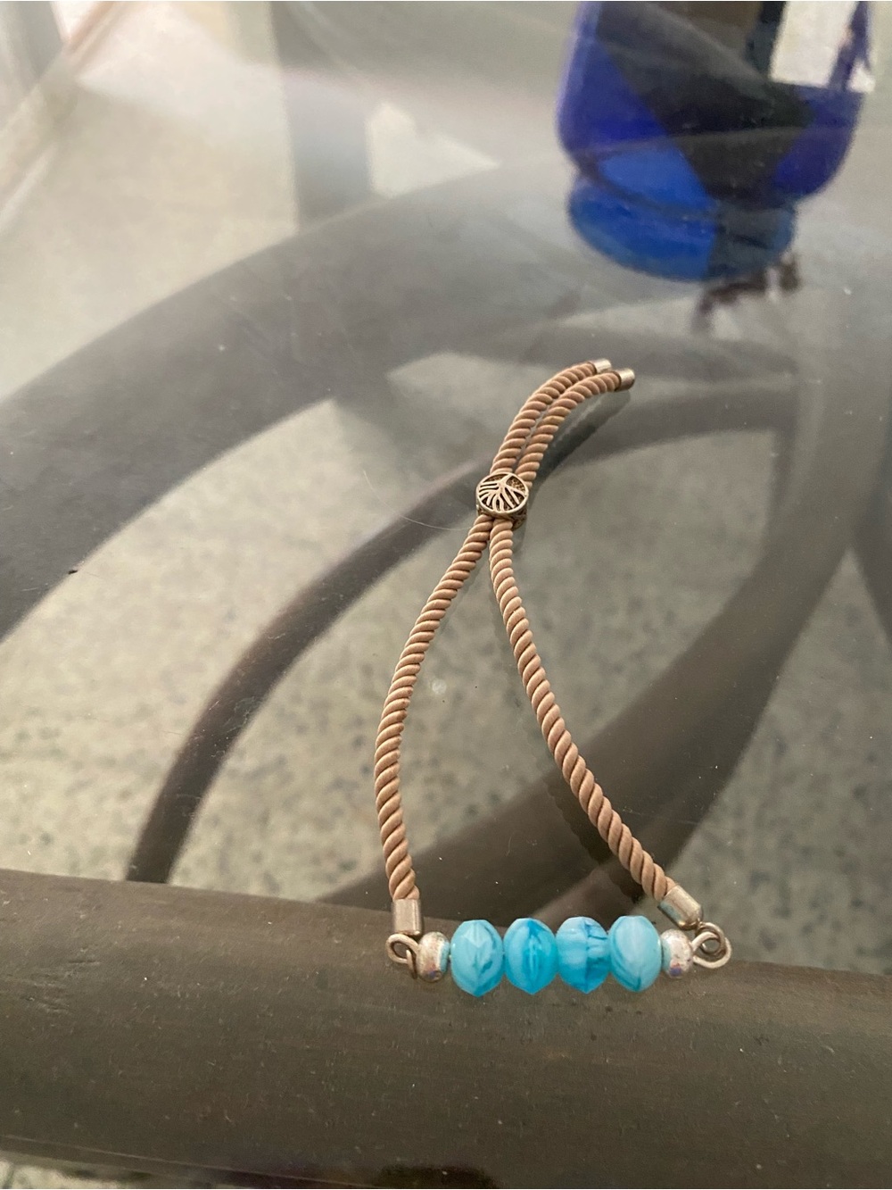 Handcrafted Blue Bead Rope Bracelet - Unbranded